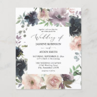 Lavande Budget, Bleu Marine, Mariage rose