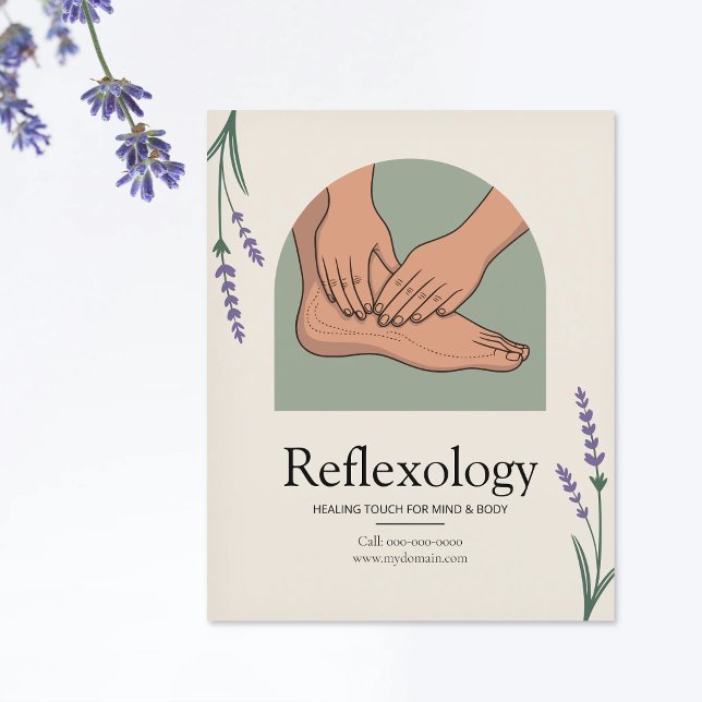 Prospectus 11,4 Cm X 14,2 Cm Lavande - Réflexologie (Lavender - Reflexology Flyer)