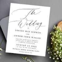 Le budget du mariage, noir sur blanc, invitation é