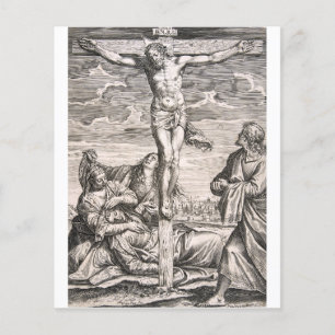 Prospectus 11,4 Cm X 14,2 Cm Le Christ en croix par Agostino Carracci