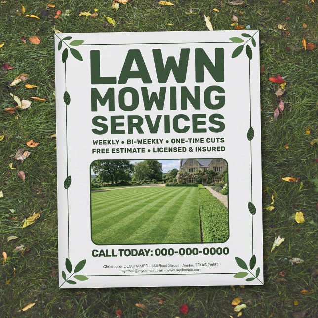 Prospectus 11,4 Cm X 14,2 Cm Leaf & Lawn Mowing Services (Leaf & Lawn Mowing Services Flyer)