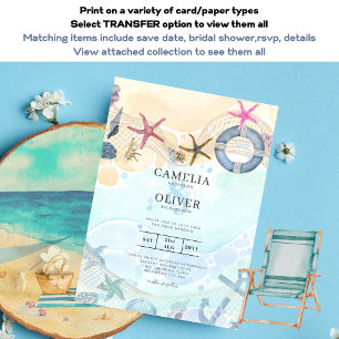 Prospectus 11,4 Cm X 14,2 Cm LeahG Beach Côte Destination Mariage Invitation