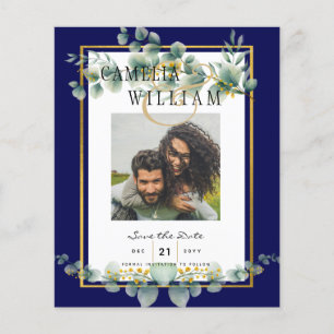 Prospectus 11,4 Cm X 14,2 Cm LeahG BLEU NAVY OR VERT EURCALYPTUS Mariage