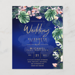 Prospectus 11,4 Cm X 14,2 Cm LeahG Bleu Tropical Rose Floral Mariage