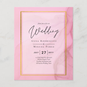 Prospectus 11,4 Cm X 14,2 Cm LeahG Blush Pink Gold INK Ombre Wedding INVITE