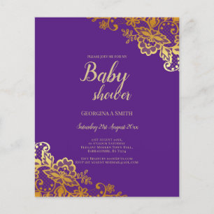 PROSPECTUS 11,4 CM X 14,2 CM LEAHG BUDGET OR LACE BABY SHOWER INVITATION
