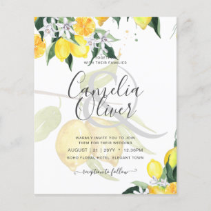 Prospectus 11,4 Cm X 14,2 Cm LeahG Citrus Lemons Budget Mariage Inviter Jaune