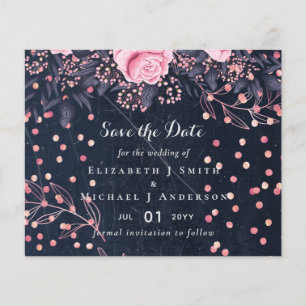 Prospectus 11,4 Cm X 14,2 Cm LeahG Denim Blue Rosegold rose Mariage floral