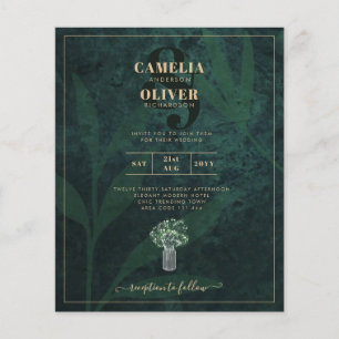 Prospectus 11,4 Cm X 14,2 Cm LeahG Emerald Forest Green Wedding INVITE