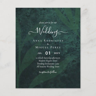 Prospectus 11,4 Cm X 14,2 Cm LeahG Emerald Green Feuilles de mariage Invitation