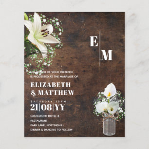 Prospectus 11,4 Cm X 14,2 Cm LeahG Faire-part de mariage floral au lys calla ru