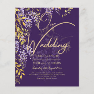 Prospectus 11,4 Cm X 14,2 Cm LeahG Faire-part de mariage floral VIOLETTE Or Pou