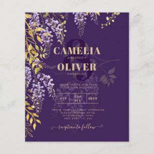 Prospectus 11,4 Cm X 14,2 Cm LeahG Faire-part de mariage floral WISTERIA or pou