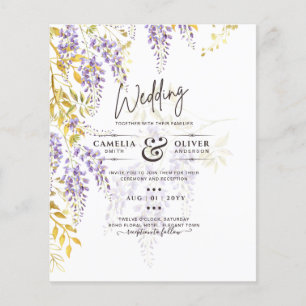 Prospectus 11,4 Cm X 14,2 Cm LeahG Faire-part de mariage floral WISTERIA or pou