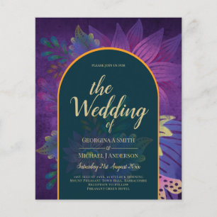 Prospectus 11,4 Cm X 14,2 Cm LeahG Green Purple Gold JEWEL TONES Mariage INVITE