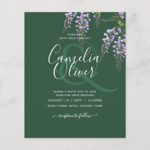 Prospectus 11,4 Cm X 14,2 Cm LeahG Green Purple WISTERIA Wedding INVITE