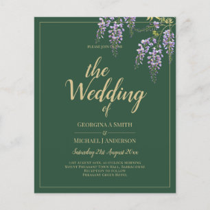 Prospectus 11,4 Cm X 14,2 Cm LeahG Green Purple WISTERIA Wedding INVITE