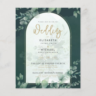 Prospectus 11,4 Cm X 14,2 Cm LeahG Greenery Gold PHOTO Mariage Invitation