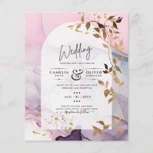 Prospectus 11,4 Cm X 14,2 Cm LeahG Ink Ombre violet rose rose Mariage or