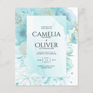 Prospectus 11,4 Cm X 14,2 Cm LeahG INK Verre de mer Turquoise Aqua INVITATION A