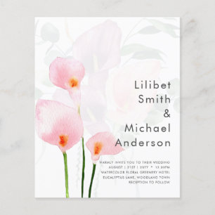 Prospectus 11,4 Cm X 14,2 Cm LeahG Invitation de mariage florale lys calla rose