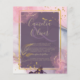 Prospectus 11,4 Cm X 14,2 Cm LeahG® Lavande ENCRE Mauve Violet Or Mariage