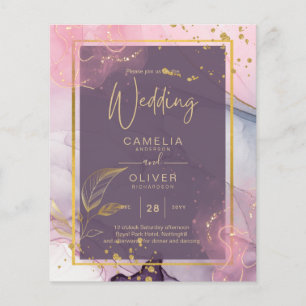 Prospectus 11,4 Cm X 14,2 Cm LeahG® Lavande ENCRE Mauve Violet Or Mariage