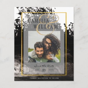 Prospectus 11,4 Cm X 14,2 Cm LeahG Mariage PHOTO Black Gold ENK Date de sauvega