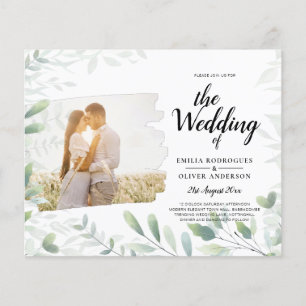 Prospectus 11,4 Cm X 14,2 Cm LeahG Photo Overlay GREENERY Wedding Invitation