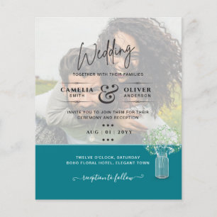 Prospectus 11,4 Cm X 14,2 Cm LeahG PHOTO OVERLAY Gypsophila Wedding Invitation