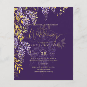 Prospectus 11,4 Cm X 14,2 Cm LeahG Purple Gold WISTERIA Floral Wedal INVITE