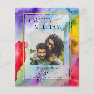 Prospectus 11,4 Cm X 14,2 Cm LeahG Rainbow Pride Mariage d'encre PHOTO Date de