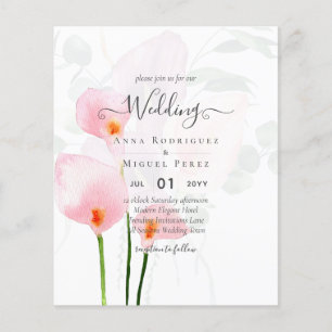 Prospectus 11,4 Cm X 14,2 Cm LeahG Rose Calla Lily Mariage floral Inviter allin