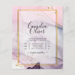 Prospectus 11,4 Cm X 14,2 Cm LeahG Rose violet lavande Or ENCRE de mariage INVI