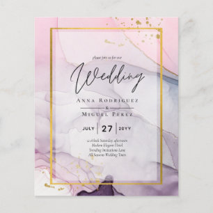 Prospectus 11,4 Cm X 14,2 Cm LeahG Rose Violet Lavande Or INVITATION Mariage