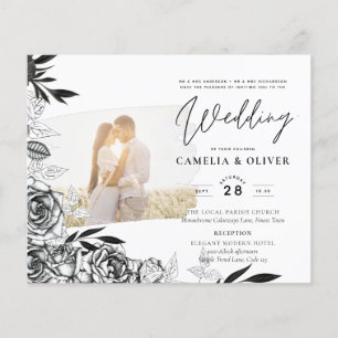 Prospectus 11,4 Cm X 14,2 Cm LeahG Roses blancs noirs Photo Mariage superpositi