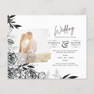 Prospectus 11,4 Cm X 14,2 Cm LeahG Roses blancs noirs Photo Mariage superpositi