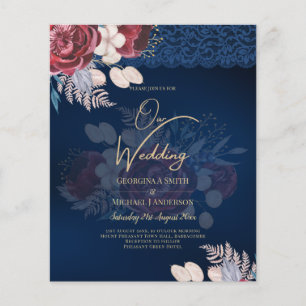 Prospectus 11,4 Cm X 14,2 Cm LeahG Roses en dentelle bleue de Bourgogne pour in