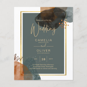 Prospectus 11,4 Cm X 14,2 Cm Leahg TURQUOISE TONNES DE TERRE MARIAGE INVITE QR 