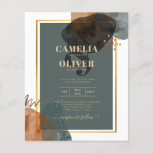 Prospectus 11,4 Cm X 14,2 Cm Leahg TURQUOISE TONNES DE TERRE MARIAGE INVITE QR 