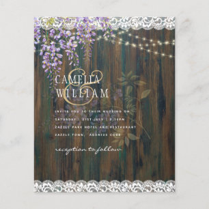 Prospectus 11,4 Cm X 14,2 Cm LeahG Wisteria Violet Ruban de Mariage Rustique en