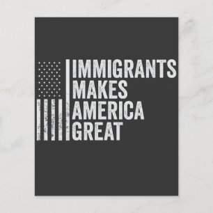 Prospectus 11,4 Cm X 14,2 Cm Les immigrants font de l'Amérique un grand drapeau