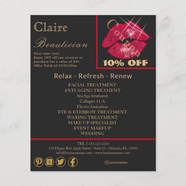 Prospectus 11,4 Cm X 14,2 Cm Lèvres rouges brillantes et pétillantes Publicité (Devant)