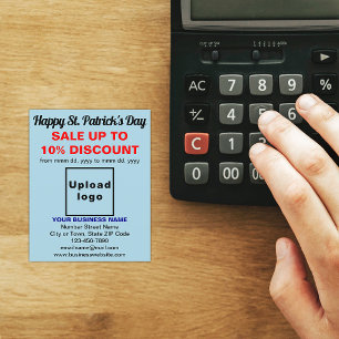 Prospectus 11,4 Cm X 14,2 Cm Light Blue St. Patrick's Day Business Sale Flyer