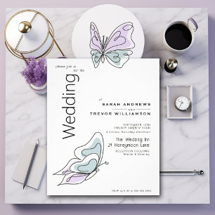 Prospectus 11,4 Cm X 14,2 Cm Lilac moderne minimaliste et papillon bleu Dusty