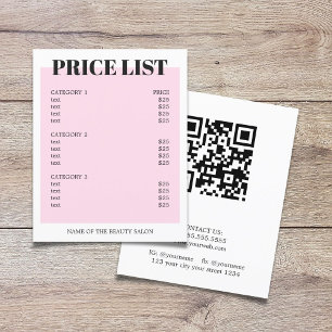Prospectus 11,4 Cm X 14,2 Cm Liste de prix de salon de code QR de rose blanche 