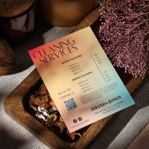 Prospectus 11,4 Cm X 14,2 Cm Liste de prix dégradé holographique des services d