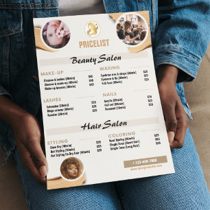 Prospectus 11,4 Cm X 14,2 Cm Liste de Prix des Prestations de Beauté - Flyer Mi