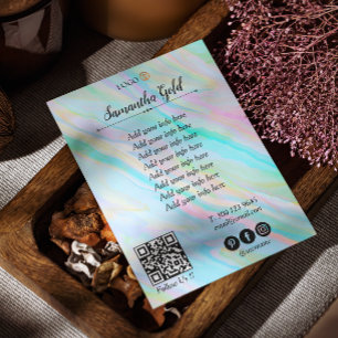 Prospectus 11,4 Cm X 14,2 Cm Liste de Prix des Services de Hologramme Tendance 