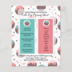 Prospectus 11,4 Cm X 14,2 Cm Liste de prix du logo commercial de Cake Pop